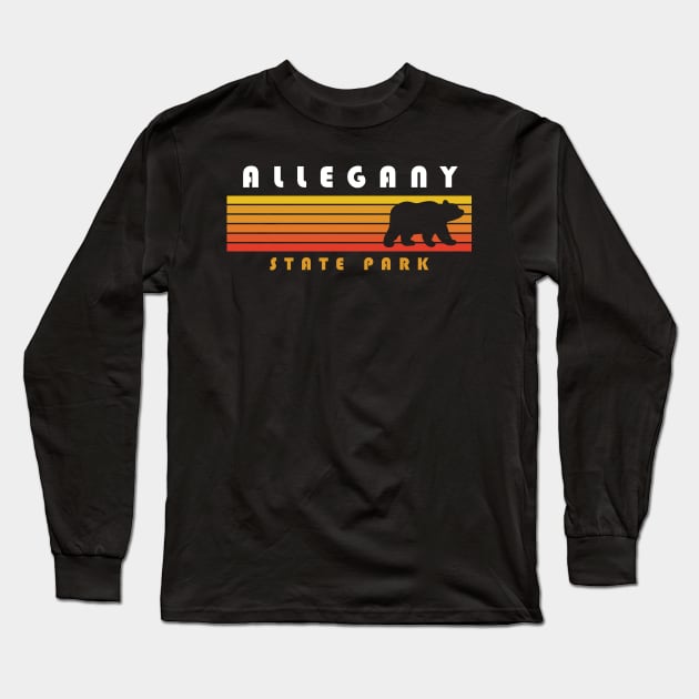 Allegany State Park New York Bear Camping Long Sleeve T-Shirt by PodDesignShop